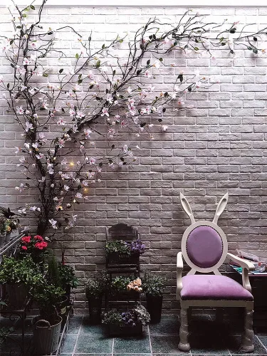 Vista 6 de 300cm/118in colgante de pared artificial de cerezo ramas tronco flexible ramitas ratán liana plantas falsas para el hogar, boda, jardín, habitación