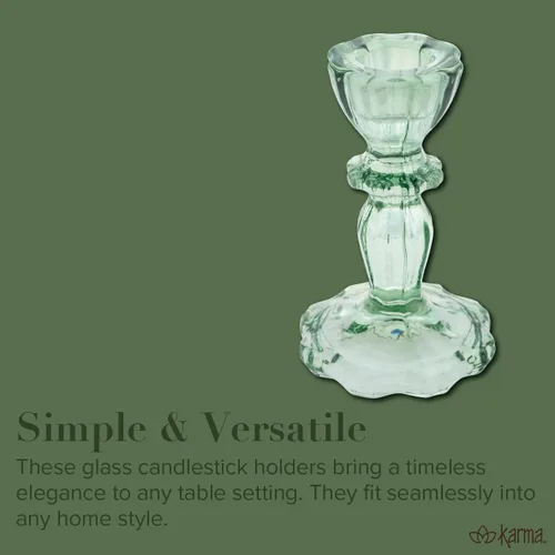 Vista 4 de Karma, Candelabro de cristal cónico, candelita portavelas para mesa de comedor, centro de mesa, cobalto