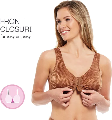 Vista 2 de Carole Martin Full-Freedom Comfort - Brasier con cierre frontal para mujer, sin varillas