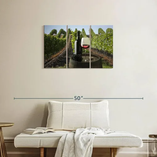 Vista 2 de ElephantStock - Vineyard Wine Tasting Wall Art - Horizontal Multi Panel Canvas - 3 Piece Dining Room Wall Decor - Photography Food And Drink Multi