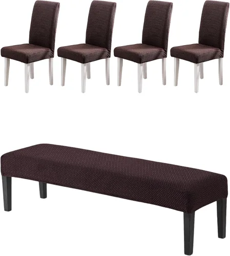 Vista 33 de CRFATOP 4 Piezas de Fundas Elásticas para Silla de Comedor con Funda para Banco Fundas Impresas para Silla de Comedor Fundas para Cojín de Asiento