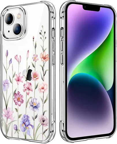 Vista 84 de Funda transparente de girasol compatible con iPhone SE 2022 SE 2020 7 8, funda trasera floral para niñas y mujeres, funda protectora transparente