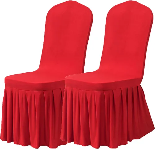 Vista 18 de Dimatic Juego de 2 fundas elásticas para sillas de comedor, fundas Parsons con falda, de elastano súper ajuste, funda protectora de asiento para Azul
