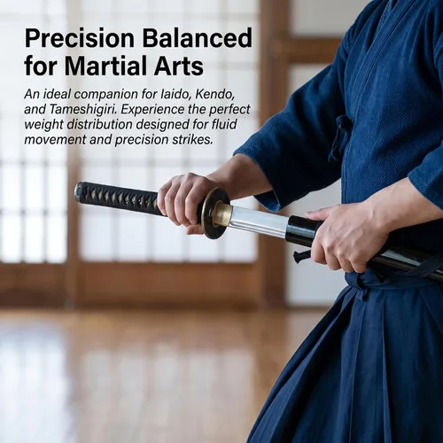 Vista 6 de Katana Sword, Handmade Samurai Sword 9260 Spring Steel - Plum Blossom Design, Full Tang & Clay Tempered - Ideal for Training, Practice, Collection &