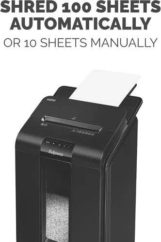 Vista 3 de Fellowes AutoMax Micro-Cut - Trituradora de papel 2 en 1 con capacidad de 100 hojas y aceite triturador Powershred Performance, 16 onzas, botella
