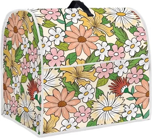 Vista 28 de Cubierta para batidora de pie a prueba de polvo con dibujos animados de pollo y flores para el hogar, cocina, decoración con mango y bolsillo