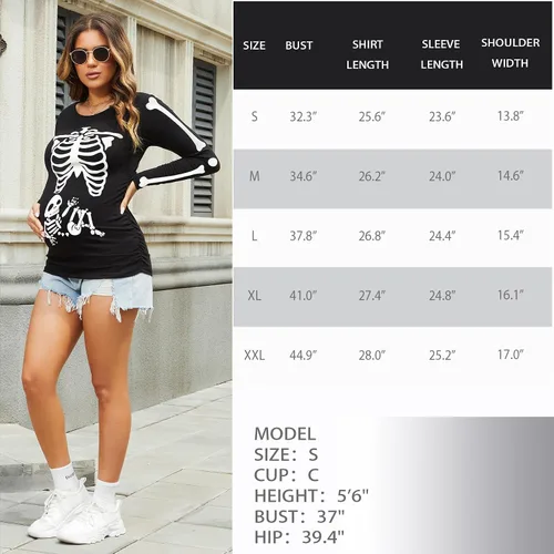 Vista 7 de GINKANA Camiseta de béisbol para mujer, cuello redondo, manga raglán floral, camiseta superior de maternidad, blusa para embarazo Esqueleto A-glow