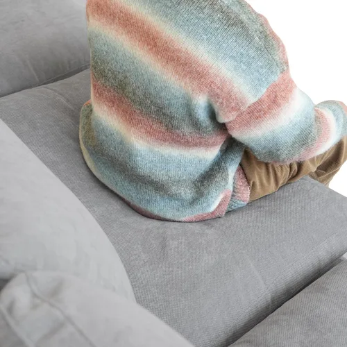 Vista 7 de Sofá seccional modular extragrande, fundas de cojín de sofá en forma de L de 154 pulgadas, fundas de sofá seccional de lino extraprofundas y Gris