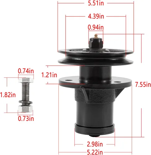Vista 7 de Kit completo de ensamblaje de eje 50051388, piezas de repuesto y polea de tracción 50074053 con todos los accesorios. Compatible con Bush Hog RDTH
