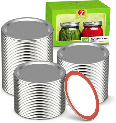 Vista 12 de 100 unidades/50 juegos de tapas y anillos para conservas de boca regular, tapas premium de tarro Mason con bandas/anillos para Ball, tarros Kerr