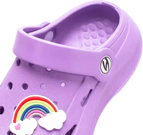 Vista 4 de WOUEOI Zapatos de jardín para niños y niñas, sandalias de dibujos animados, zuecos para niños