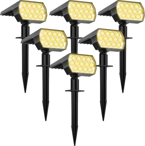 Vista 10 de WELALO Focos solares para exteriores, [2 unidades/65 LED/3 modos] focos solares de paisaje, luces de seguridad alimentadas por energía solar, luces