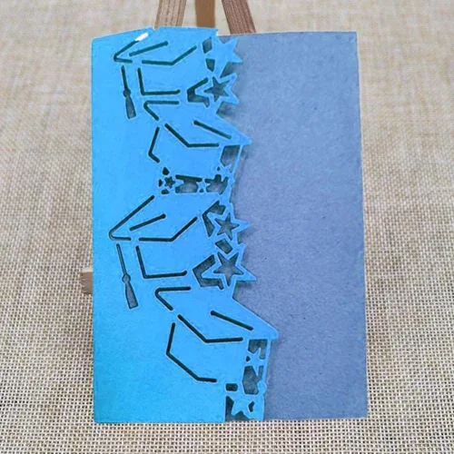 Vista 6 de Troqueles de corte temáticos de graduación para hacer tarjetas, sombreros con borde de estrellas, plantillas cortadas para álbumes de recortes
