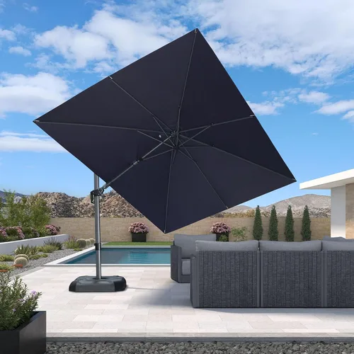 Vista 52 de PURPLE LEAF Sombrilla de patio de 8 pies para exteriores, sombrilla voladiza cuadrada de aluminio con rotación de 360 grados para jardín, terraza