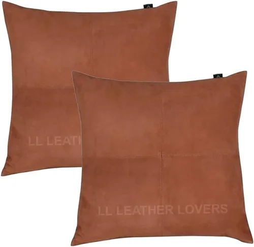 Vista 20 de LL LEATHER LOVERS Funda de almohada de piel de cordero - Funda de cojín para sofá, fundas decorativas para sala de estar y dormitorio, 20 x 20 Negro