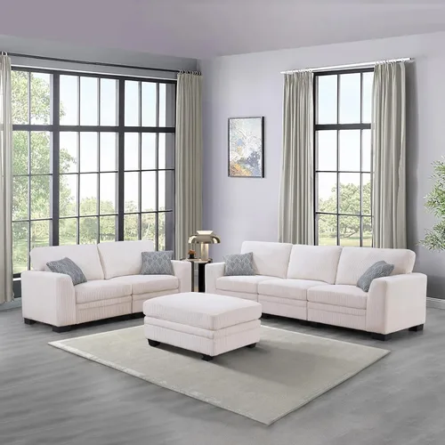 Vista 15 de Legend Vansen - Sofá modular de gran tamaño, sofá de pana en forma de U/L con otomana, asiento profundo y cojín extraíble, fácil montaje para sala