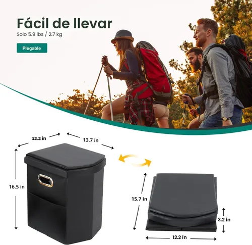 Vista 3 de Ann Katy Inodoro portátil XL mejorado, para adultos y niños, extragrande, de viaje, alto, con tapa, orinal compacto para automóvil, senderismo
