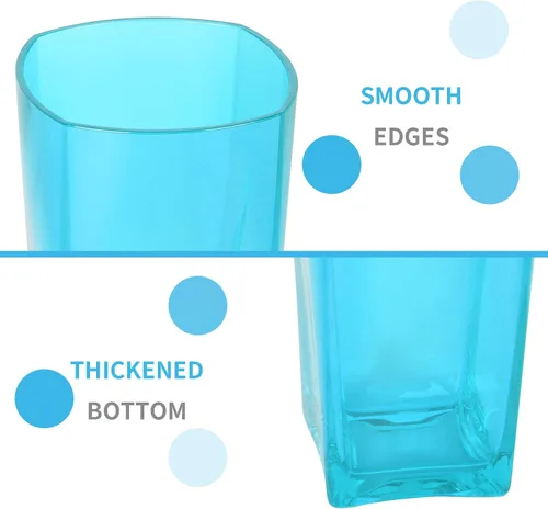Vista 3 de Top-spring Vaso de Agua de Plástico Reutilizable de 20 Onzas, Vasos Transparentes Irrompibles para Beber, Sin BPA, Juego de 6 Vasos Azules