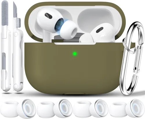 Vista 21 de RFUNGUANGO - Funda de silicona para AirPods Pro con auriculares, aguacate