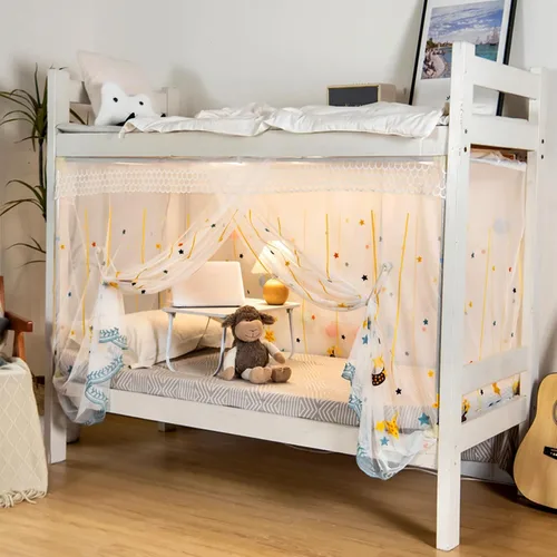 Vista 17 de 4 postes esquineros para dormitorio de estudiantes, litera, mosquitera, mosquitera, cortinas de cama para estudiantes, dormitorio, escuela