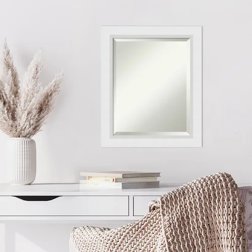 Vista 6 de Amanti Art Espejo de pared blanco de 24 x 20 pulgadas, espejo de baño rectangular blanco blanco para decoración de pared de sala de estar, marco