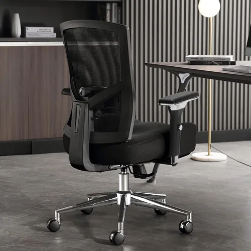 Vista 2 de Silla de oficina grande y alta de 600 libras con cojín de asiento grueso en forma de W, sillas de escritorio ergonómicas de malla para computadora
