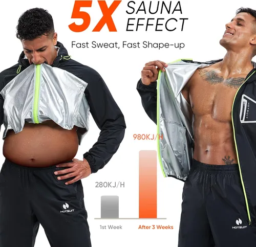 Vista 2 de HOTSUIT Sauna Suit Men Anti Rip Boxing Sweat Suits Exercise Workout Jacket