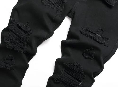 Vista 3 de OIIIO Pantalón vaquero de pierna recta rasgados para hombre