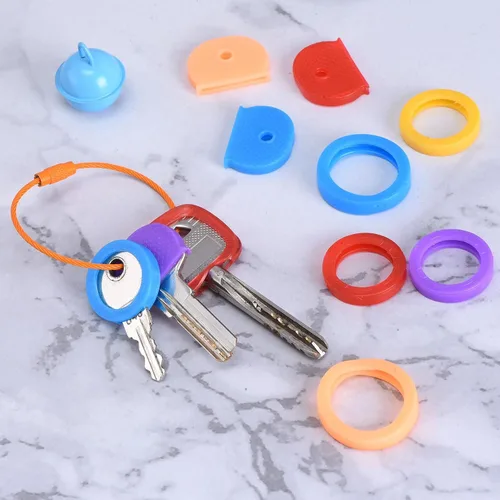 Vista 6 de PATIKIL Tapas para llaves, 4 juegos de llaves, identificadores de codificación de anillo de silicona, funda protectora para oficina, casa