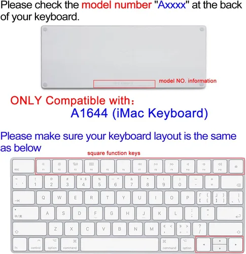 Vista 2 de Funda de teclado para Apple iMac Magic Keyboard 2ª generación MLA22LL/A (Modelo: A1644), protector de piel de silicona con diseño de letras grandes