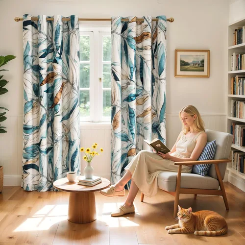 Vista 5 de SUBRTEX - Cortinas opacas de 52Wx63L, cortinas florales para oscurecer la habitación, cortinas de ventana aisladas térmicamente de 2 paneles