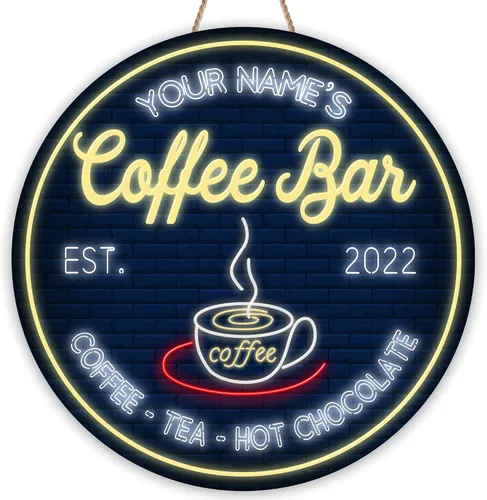 Vista 12 de Artsy Woodsy Letrero personalizado de madera para cafetería, placa de pared para decoración de cocina, regalos personalizados para amantes del café