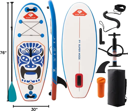Vista 9 de Tabla de remo inflable con accesorios de SUP de primera calidad – Mochila, paleta ajustable, cubierta antideslizante, bomba de mano, correa, aletas