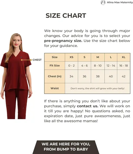 Vista 5 de Exfoliante de maternidad para mujeres embarazadas, uniforme de médico, pantalón de enfermera, con 6 bolsillos