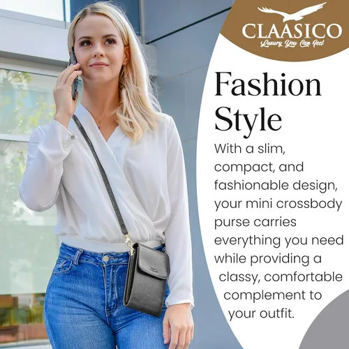 Vista 5 de Classico - Bolso cruzado pequeño para mujer, bolso cruzado para teléfono, tarjetas, accesorios