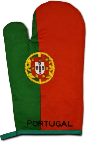 Vista 3 de Portugal Bandera Cocina y Barbacoa Set w/Delantal, Guante de Horno y Olla Portugués, Verde, rojo, amarillo., Talla única