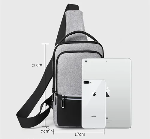 Vista 6 de Small Sling Bag Chest Purse Bag Casual Daypack with Earphone Hole