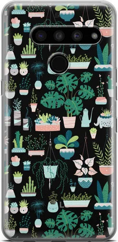 Vista 12 de Mertak Funda transparente compatible con LG Stylo 6 5 4 K61 K51S K41S K30 K20 Q70 Q60 diseño azul ligero flexible diseño suculento mujeres hojas