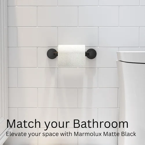 Vista 5 de MARMOLUX ACC Soporte para papel higiénico negro mate, soporte para papel higiénico negro montado en la pared, diseño pivotante en acero inoxidable