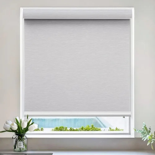 Vista 9 de Persianas enrollables para ventanas, sin cordones, opacas de tamaño personalizado, para cocina, oficina y dormitorio (beige)