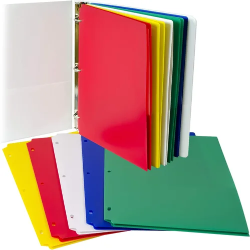 Vista 2 de Carpeta C-Line Poly Portfolio con dos bolsillos, resistente, con tres agujeros perforados, azul, caja de 25 carpetas (32935), Variados
