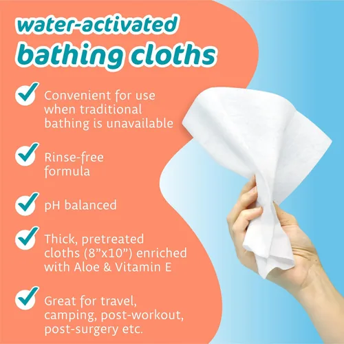 Vista 4 de The Pharma-C Company - Paños de baño activados por agua, sin enjuague, paños gruesos y pretratados (36 paquetes de 10 toallitas)