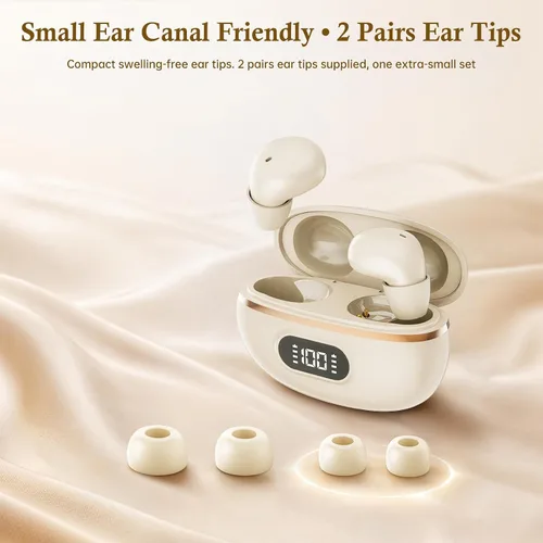 Vista 5 de Xmenha Mini auriculares invisibles extra pequeños inalámbricos Bluetooth pequeños auriculares invisibles para dormir auriculares pequeños micro