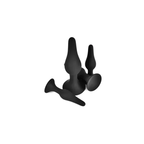 Vista 3 de Plug Anal VSCNOVELTY Negro Silicona Set 4 Piezas