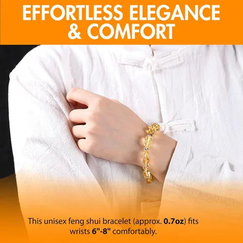 Vista 8 de Feng Shui - Pulsera de citrino del zodiaco para buena suerte y riqueza, pulsera de atracción de dinero de cristal natural con guardián Pixiu
