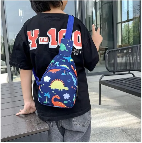 Vista 5 de ANKOMINA Bolso bandolera pequeño para niños, lindo bolso cruzado de dibujos animados, bolsa de hombro de unicornio dinosaurio para exteriores