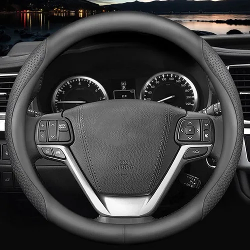Vista 7 de HAOTULE Funda de Volante de Cuero Nappa Elegante y delgada, para conversión interior del volante de Toyota (Negro)