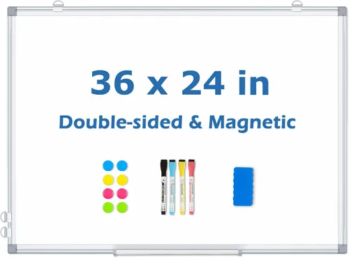 Vista 10 de DOLLAR BOSS Pizarra magnética blanca, 30 x 20 pulgadas, pizarra de borrado en seco de doble cara Whiteboard