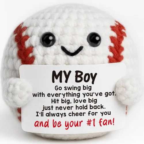 Vista 8 de Regalo de béisbol de ganchillo positivo de Pascua, regalos de béisbol hechos a mano para hombres, mujeres, hijo, hija, regalo de apoyo inspirador