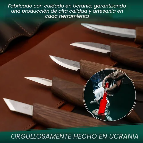 Vista 5 de BeaverCraft Kit de tallado de madera de lujo S18X - Juego de cuchillos para tallar madera - Juego de herramientas para tallar cucharas